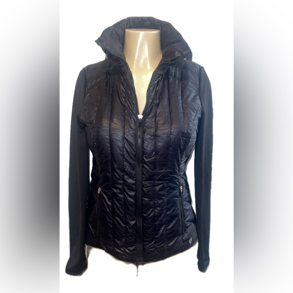 Betsy Johnson Lightweight Down Performance Jacket Activewear Full Zip Mock Neck